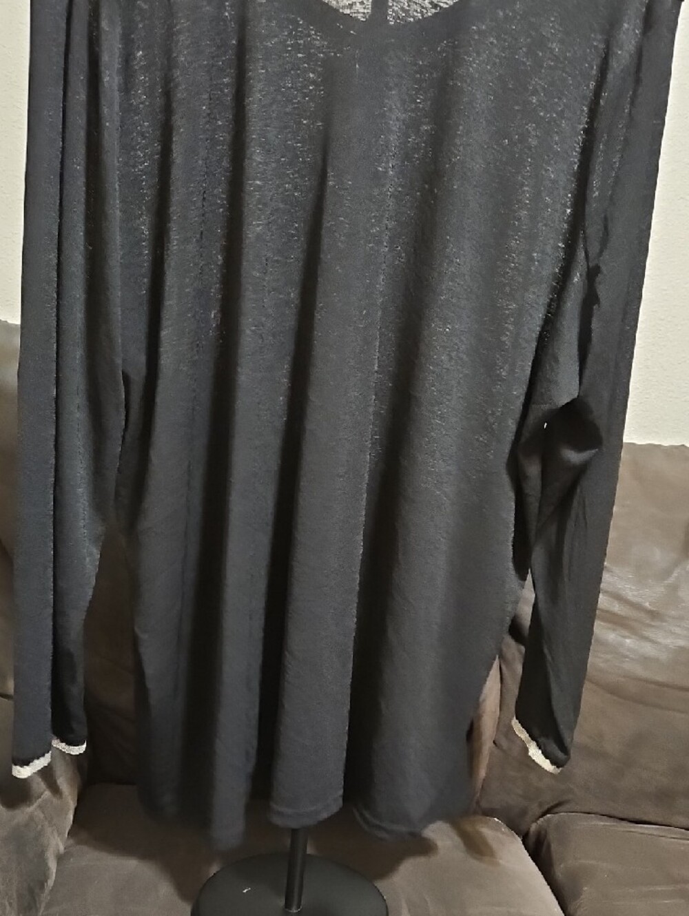 Avenue Black Long Sleeve Top with Cream Embroidery Trim - Picture 6 of 8